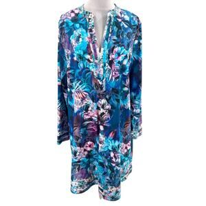 Soft Surroundings Women's Moonlight Floral Jewell UPF Dress Sz XL